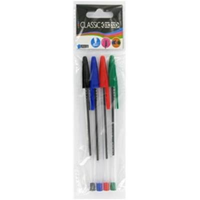 ETUI 4 STYLOS BILLE COULEURS ASS