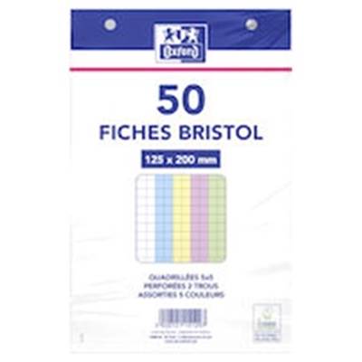 50 FICHES BRISTOL COULEURS 125X200 PER