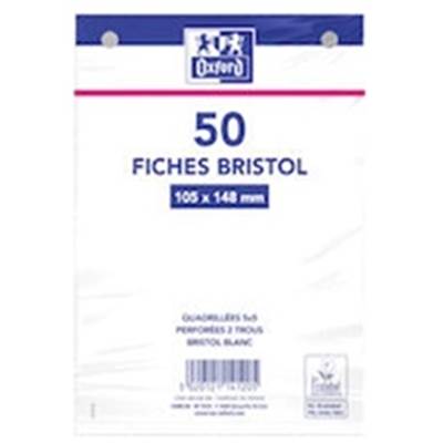 50 FICHES BRISTOL BLANCHE 105X148 PER