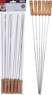 ST. 6 BROCHETTES BBQ POIGNEE BOIS 38CM