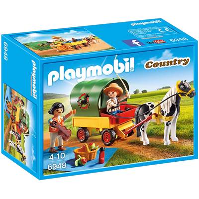 Enfants avec chariot et poney