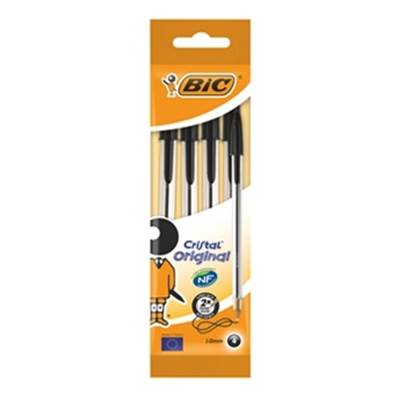 POCHETTE 4 BIC CRISTAL NOIR