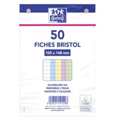 50 FICHES BRISTOL 105X148 COUL